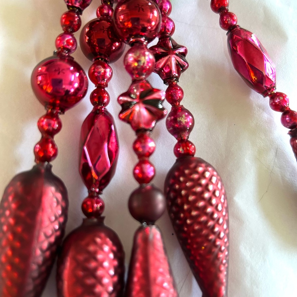 Vintage repurposed, garland bead, icicle holiday Christmas ornaments - Picture 2 of 5